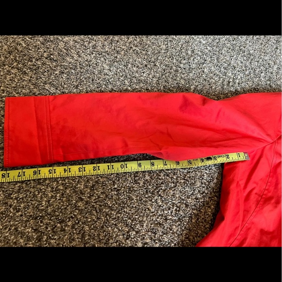 Banana Republic Orange Red Hip length trench belt Lined Coat Jacket Size L - Picture 12 of 13